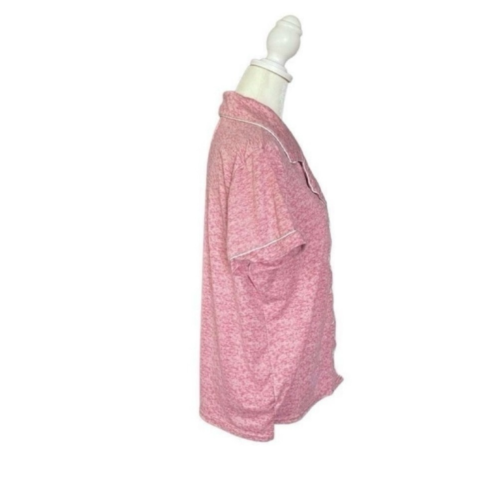 Nine West Sleepwear Pink & White Trim Button Down Short Sleeve Top Sz Large - Picture 2 of 10